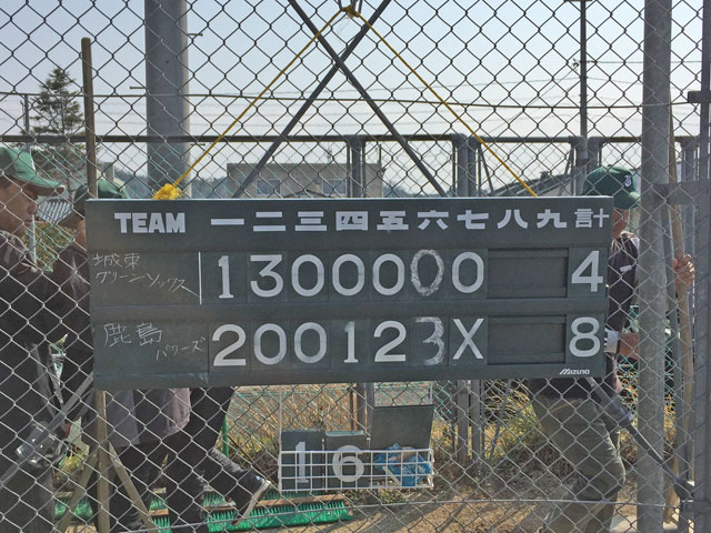 城東vs鹿島は4-8で負け・スコアボード