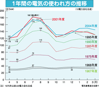 1年間の電気の使われ方