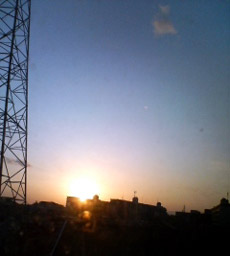 夕日。
