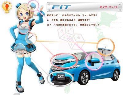 擬人化されている美少女と車の共通点を示しています。