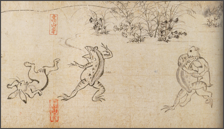 鳥獣戯画 蛙と兎の相撲