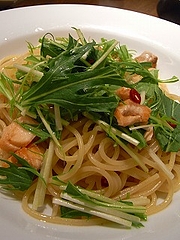 サーモンと水菜のスパゲッティ