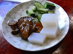 そば羊羹と漬け物