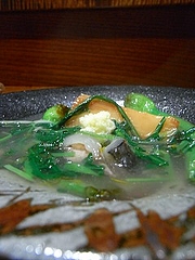 焼いた葱坊主 たけのこ、すっぽんスープ、たんぽぽあん