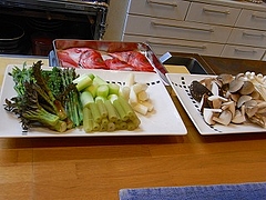 金目鯛と野菜、茸