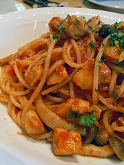鶏肉と牛蒡のアーリオ・オーリオ・スパゲティ