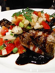 黒ムツの炭火焼き サッパリ野菜 バルサミコソース