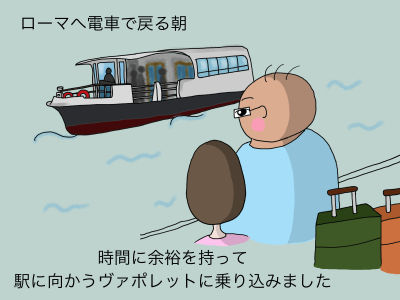 ヴェネツィアからローマへ電車で戻る朝 時間に余裕を持って駅に向かうヴァポレットに乗り込みました。