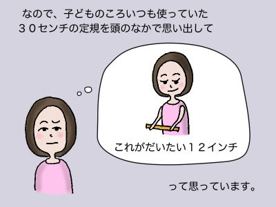 なので、子どものころいつも使っていた30センチの定規を頭のなかで思い出して「これがだいたい12センチ」って思っています。