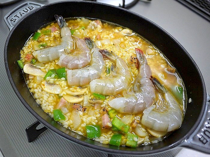s-オーバルホットプレートで「海老カレーピラフ」6