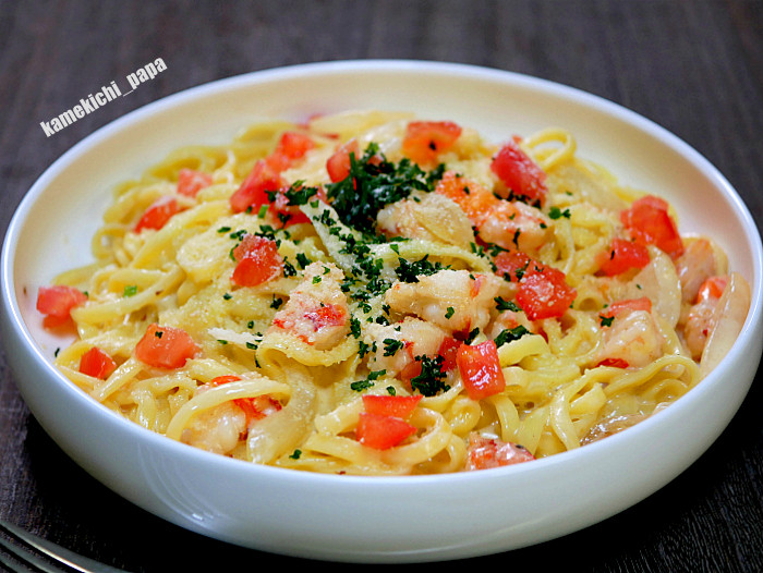 s海老のクリームパスタ1