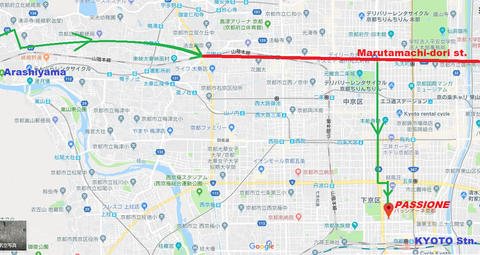 丸太町に自転車レーン