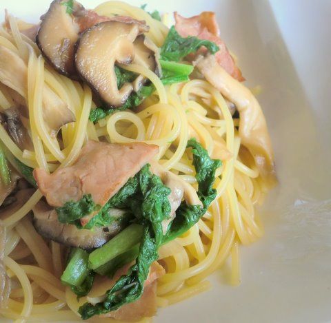 ワサビ菜のパスタ