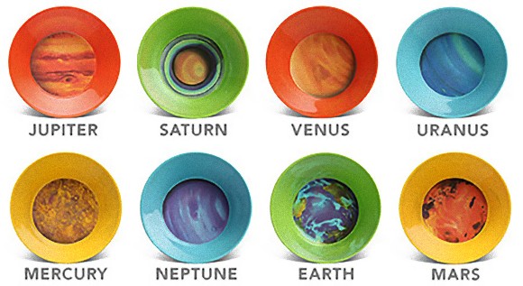 俺たちのコスモまた来た！太陽系惑星８天体の絵柄が入ったボウルセット・プレートセット