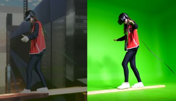 そりゃむごいわ。仮想現実（VR）で高所を綱渡りしている女性を押してみたら・・・そりゃこうなるわ。