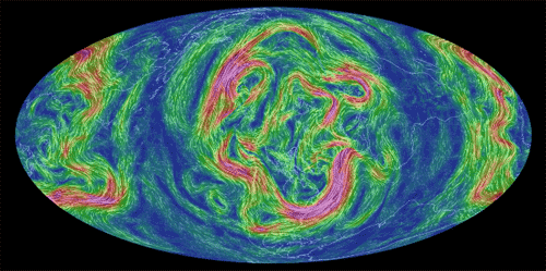 地球のリアルタイムの風の動きを視覚化したインタラクティブサイト