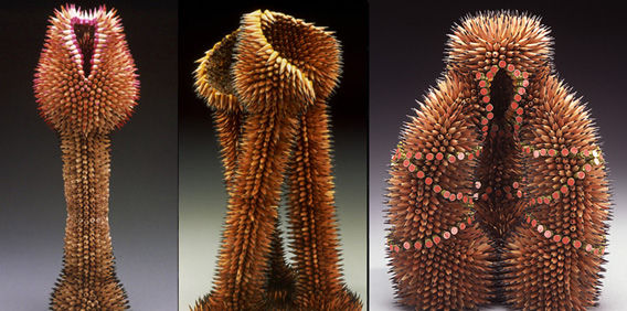 芯をとがらせた鉛筆の集合体で作るゾクゾクするアート「Pointy pencil sculptures」