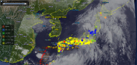 台風今どこ？日本上空の台風の現在位置が地図上で直ぐにわかるグーグルアースを利用したインタラクティブマップ「台風リアルタイム・ウォッチャー」