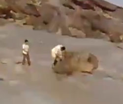 落雷？それとも・・・サウジアラビアの岩場でダダダ