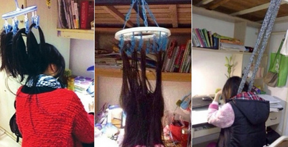 中国の学生の間で流行っているらしい恐ろしい眠気覚まし方法「髪吊り、首吊り」