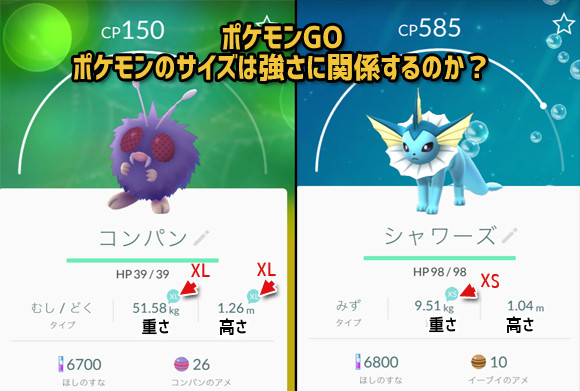 ポケモンGO最新情報。ポケモンのサイズは強さに関係しない。海外での検証結果が報告される。