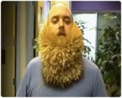 2747本の爪楊枝をヒゲに装着した男