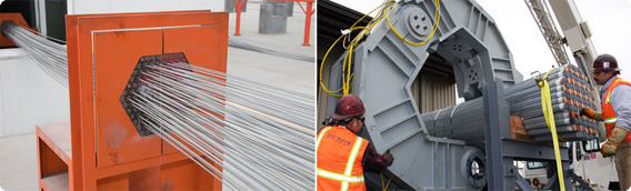 巨大な吊橋を支えるケーブルの設置シミュレーションCG映像（米オークランド・ベイブリッジ）