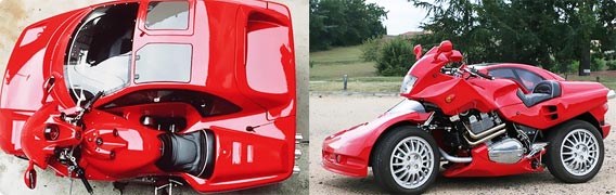 なんという神改造、バイクと車が一体となったモーターサイクル・スーパーカー