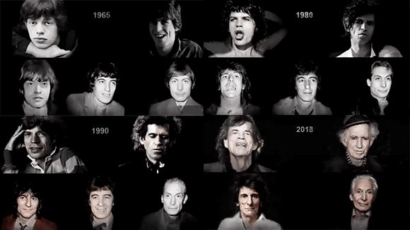 良い歳を取り方をしていらっしゃる。ローリング・ストーンズのメンバーの顔の変化をモーフィング映像で（1962-2018)