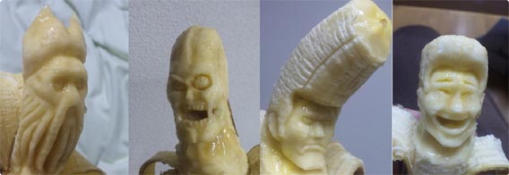 この後バナナはおいしくいただきました。日本人の作ったバナナ彫刻が海外で好感触