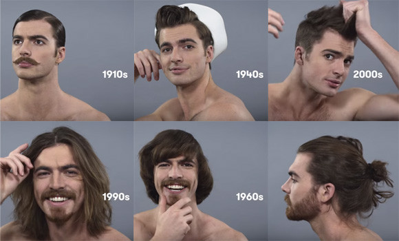 アメリカ人男性の100年間のヘアスタイルの流行の変化を1分で