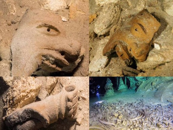 マヤの遺跡か？水中の巨大洞窟で発見された神殿や陶器、人骨も（メキシコ）