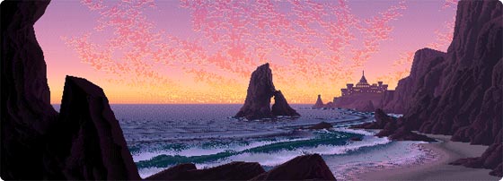 小川のせせらぎ、雨音の調べ、次世代HTML5で表現した８ビットの自然アニメーション