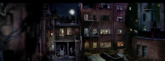 ヒッチコックの名作『裏窓（Rear Window)」を早回しでミニチマ風に