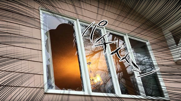 2階の窓ガラスが盛大に割れていた！慌てて家の中を確認したところ、招かざる訪問者がポツネン！その正体は？