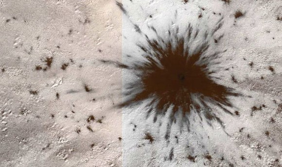 火星にできた放射状に広がる謎のクレーター。巨大な隕石が衝突した可能性（米研究）