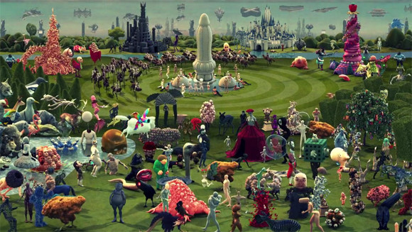 名画「快楽の園」の現代的解釈アニメーション