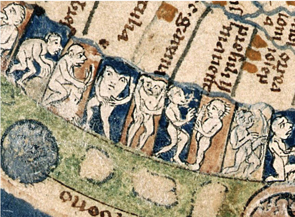 ジャミラなの？何なの？中世の世界地図に描かれた頭がなくて胸に顔がある異形のもの。