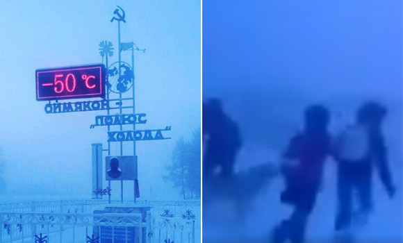 一方ロシアではマイナス50度を記録していた。北極圏の村で猛吹雪の中通学する子どもたち