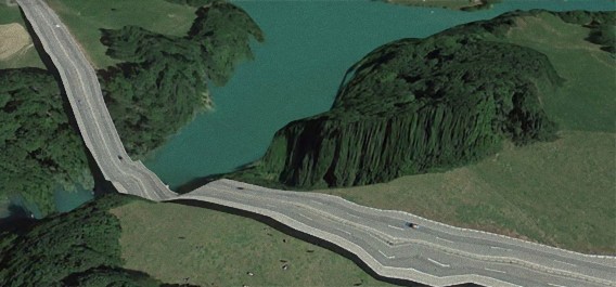 Google earthの地図をダリ風にアレンジしたポストカード