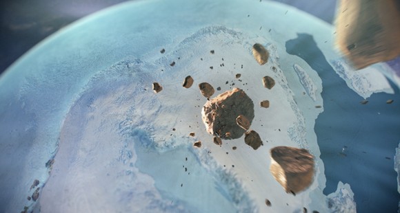 グリーンランドの氷河の下で巨大なクレーターが発見される