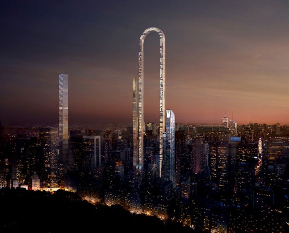 折れ曲がっとる！奇抜なU字デザインの世界で一番長い高層ビルの構想図が公開される（米ニューヨーク）