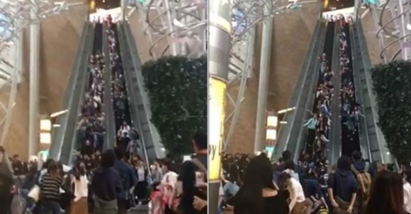 いつどこで、何が起きるかわからない。香港のショッピングモールで突然エスカレーターが逆走する事故が発生