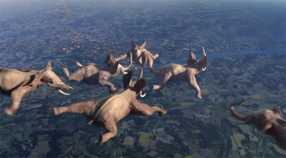 ゾウのスカイダイビング、キリンの綱渡り。夢が溢れる動物たちのアクロバットCGショートフィルム「Idents France3」