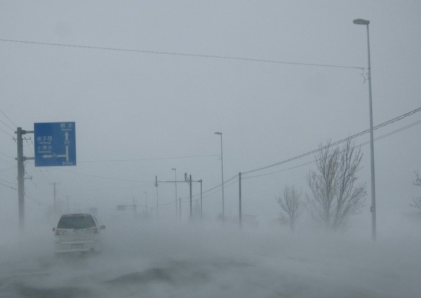 斜里の地吹雪