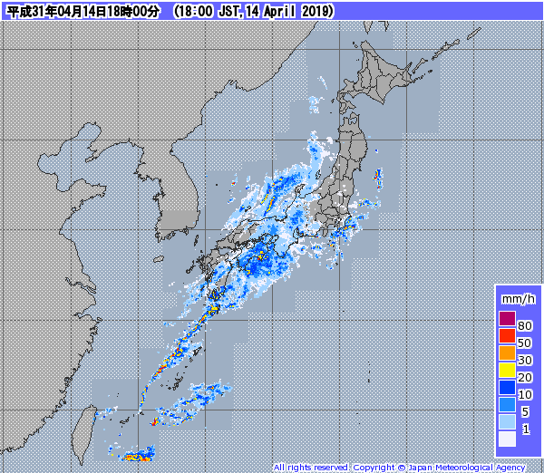 全国レーダー06時まで190415