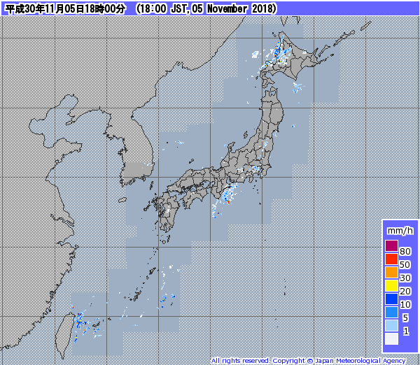 全国レーダー06時まで12時間181106
