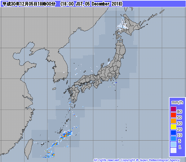全国レーダー06時まで12時間181206