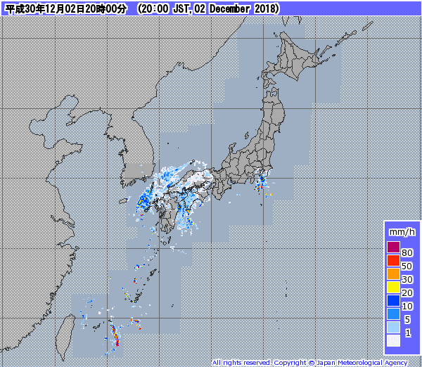 全国レーダー08時まで12時間181203