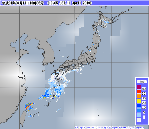 全国レーダー06時まで190412